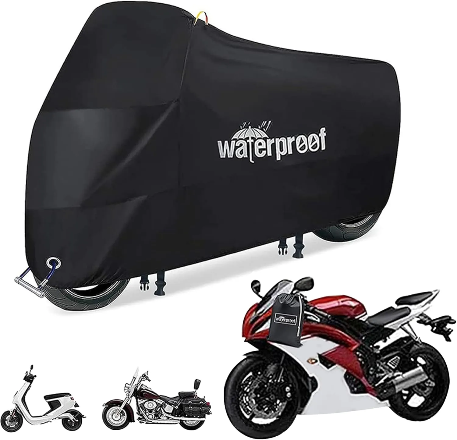 Bike Cover Waterproof Cover Indoor Outdoor UV-Resistant Bike Storage Tent with Buckle and Lock-Holes for Most Bikes, E-Bikes, Bike Cover