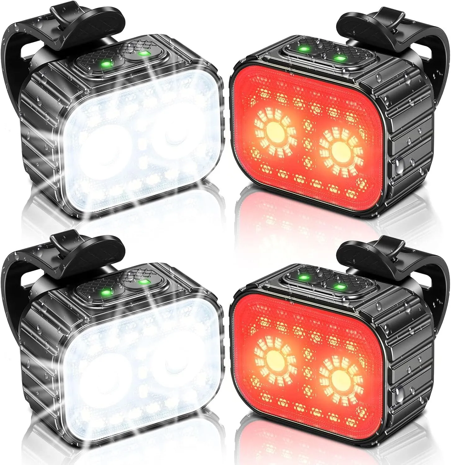 Bike Lights, Rechargeable Bicycle Lights Set Super Bright 8 12 Modes, IPX6 Waterproof Bike Lights for Night Riding/Cycling Safety, Front and Back Taillight Reflectors, 58 Hrs Long Battery Life