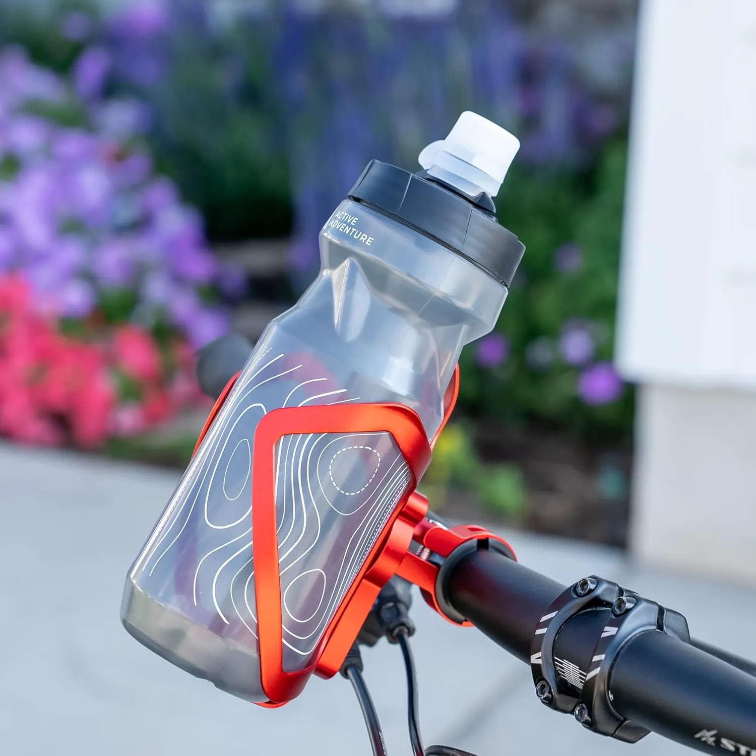Bike Water Bottle Holder Combo - 20 Oz Squeeze Bottle & Bicycle Mount Cage Rack, No Screws Needed, Durable Alloy - Fits All Handlebar Bikes & MTB Mountain Road - for Adults, Kids (Red)
