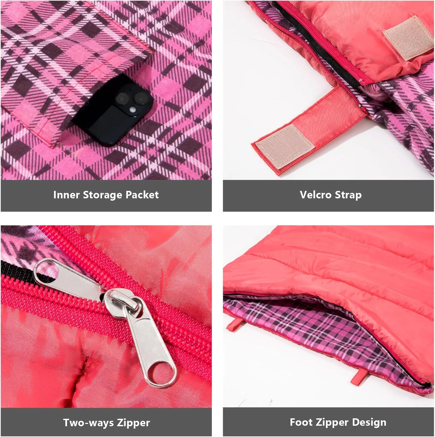 BISINNA Cotton Flannel Sleeping Bag for Adults Backpacking Camping Sleeping Bag 3 Season Envelope Sleeping Bags for Hiking