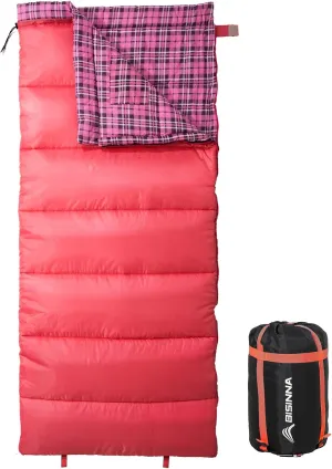 BISINNA Cotton Flannel Sleeping Bag for Adults Backpacking Camping Sleeping Bag 3 Season Envelope Sleeping Bags for Hiking