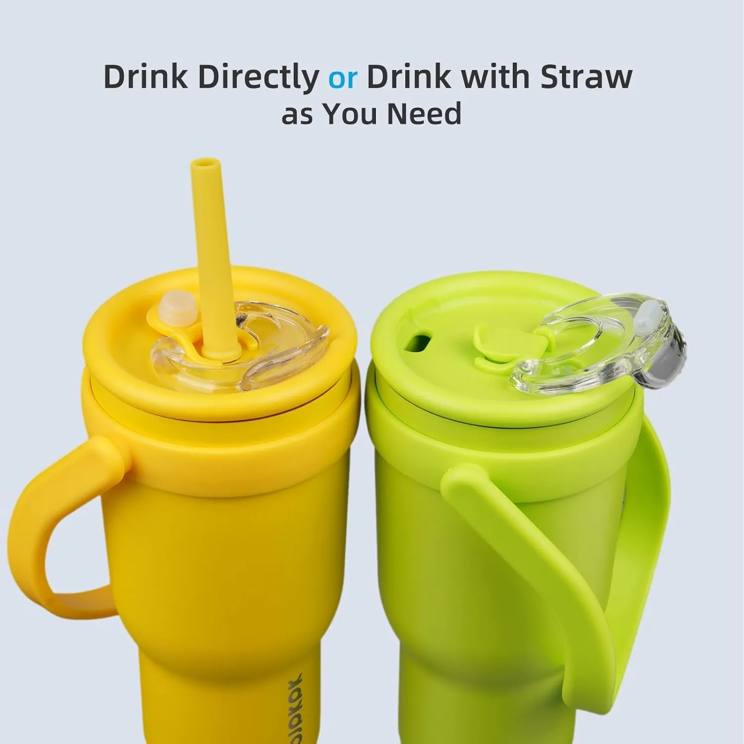BJPKPK 30 OZ Insulated Travel Tumbler with Handle and Straw, Stainless Steel Water Bottle, Double Wall Vacuum Insulated Mug, for Work, Car, Travel, Bright Green