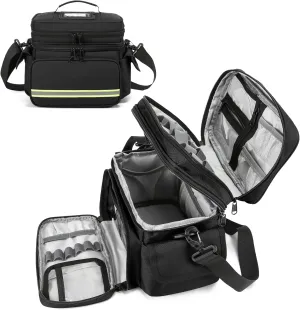 Black Double Layer First Aid Bag Medical Bag Empty Emergency First Responder Organizer for Nurses,Home Health Care, EMT
