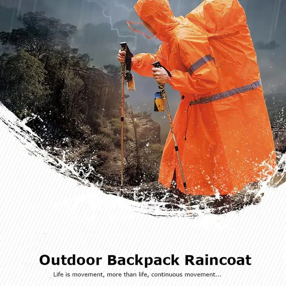 BlueField Unisex Reflective Outdoor Backpack Raincoat Rain Cover One-piece Rain Poncho Cape Jacket for Hiking Camping Cycling