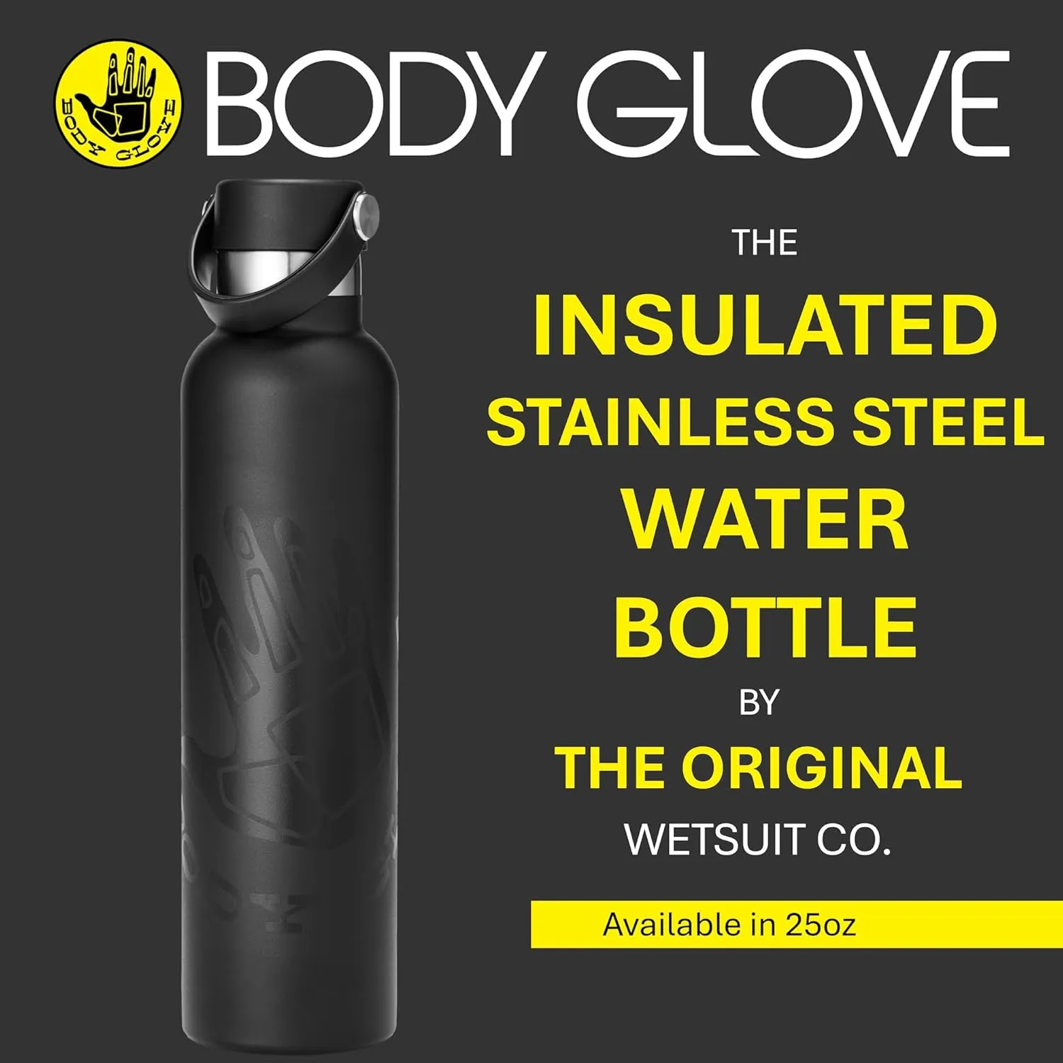 Body Glove 25oz Insulated Stainless Steel Water Bottle, Double Walled Vacuum Insulated Thermal Flask for Sports, Work, School (Baby BLUE/25oz)
