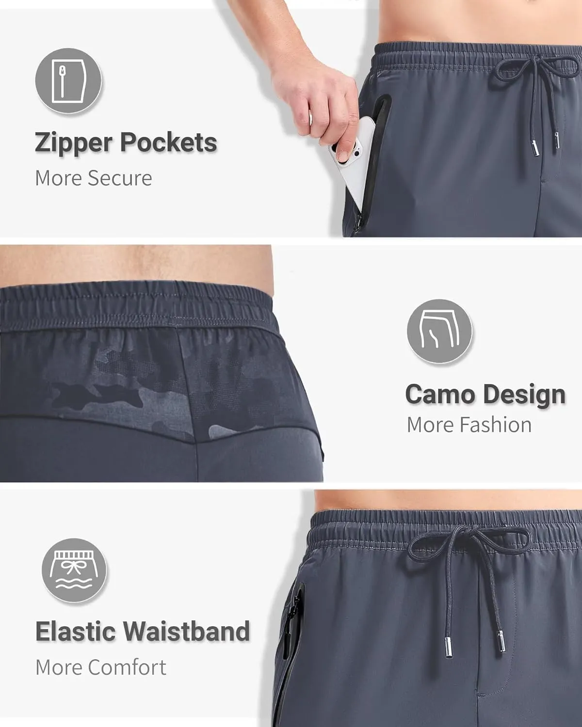 Boladeci Men's Joggers Lightweight Quick Dry Casual Athletic Hiking Pants Sweatpants with Pockets Elastic Waist