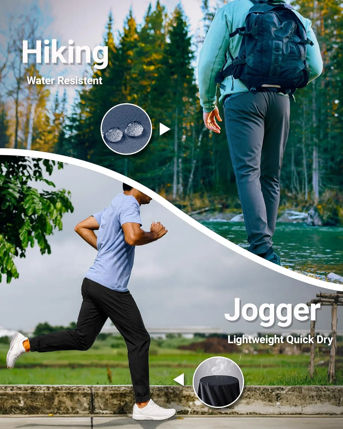 Boladeci Men's Joggers Lightweight Quick Dry Casual Athletic Hiking Pants Sweatpants with Pockets Elastic Waist