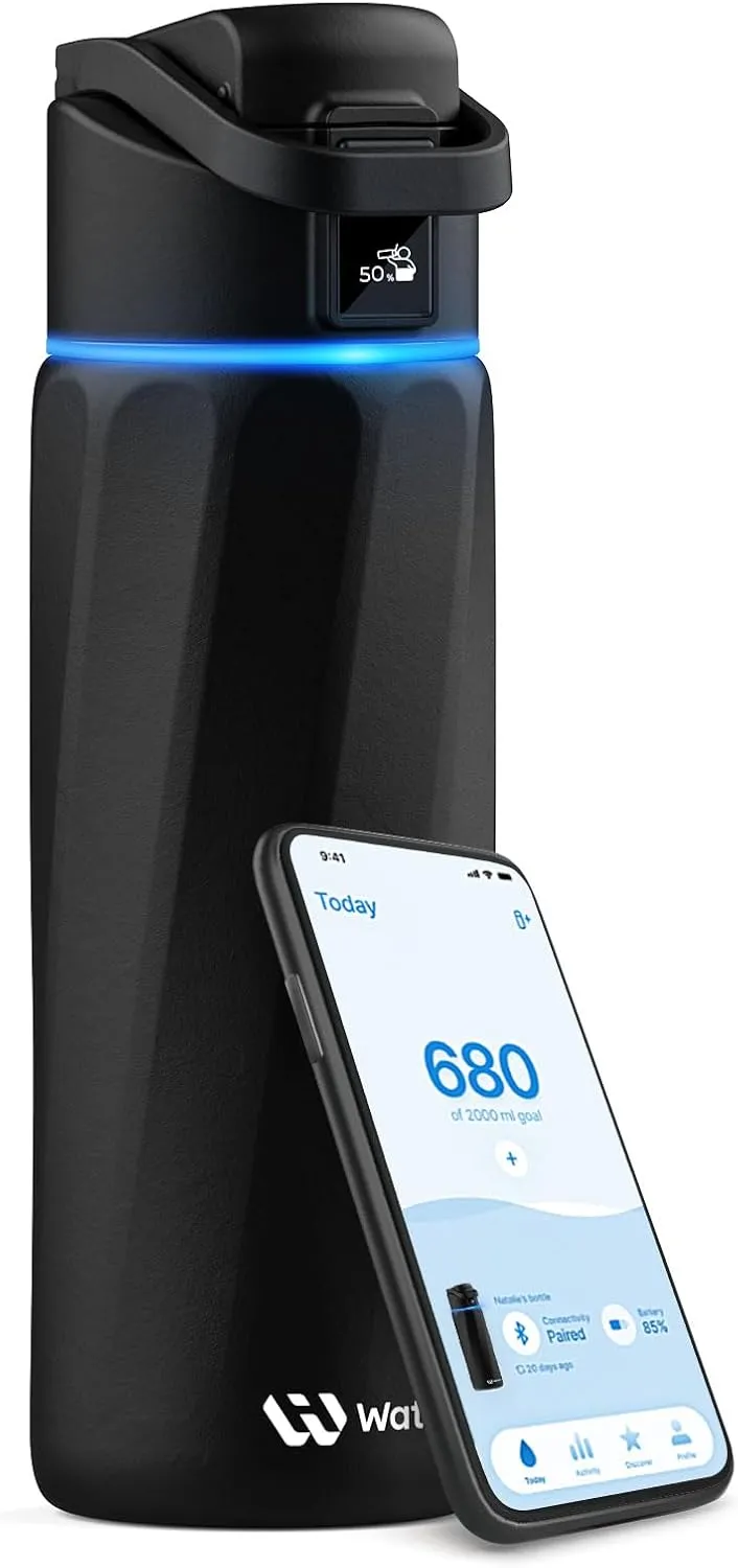 Boost Smart Water Bottle with Reminder to Drink, 24oz BPA-Free Stainless Steel Vacuum Insulated Bottle, Wide Mouth Water Tracker with APP, Ideal for Gift