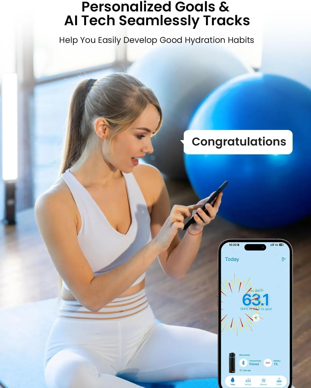 Boost Smart Water Bottle with Reminder to Drink, 24oz BPA-Free Stainless Steel Vacuum Insulated Bottle, Wide Mouth Water Tracker with APP, Ideal for Gift