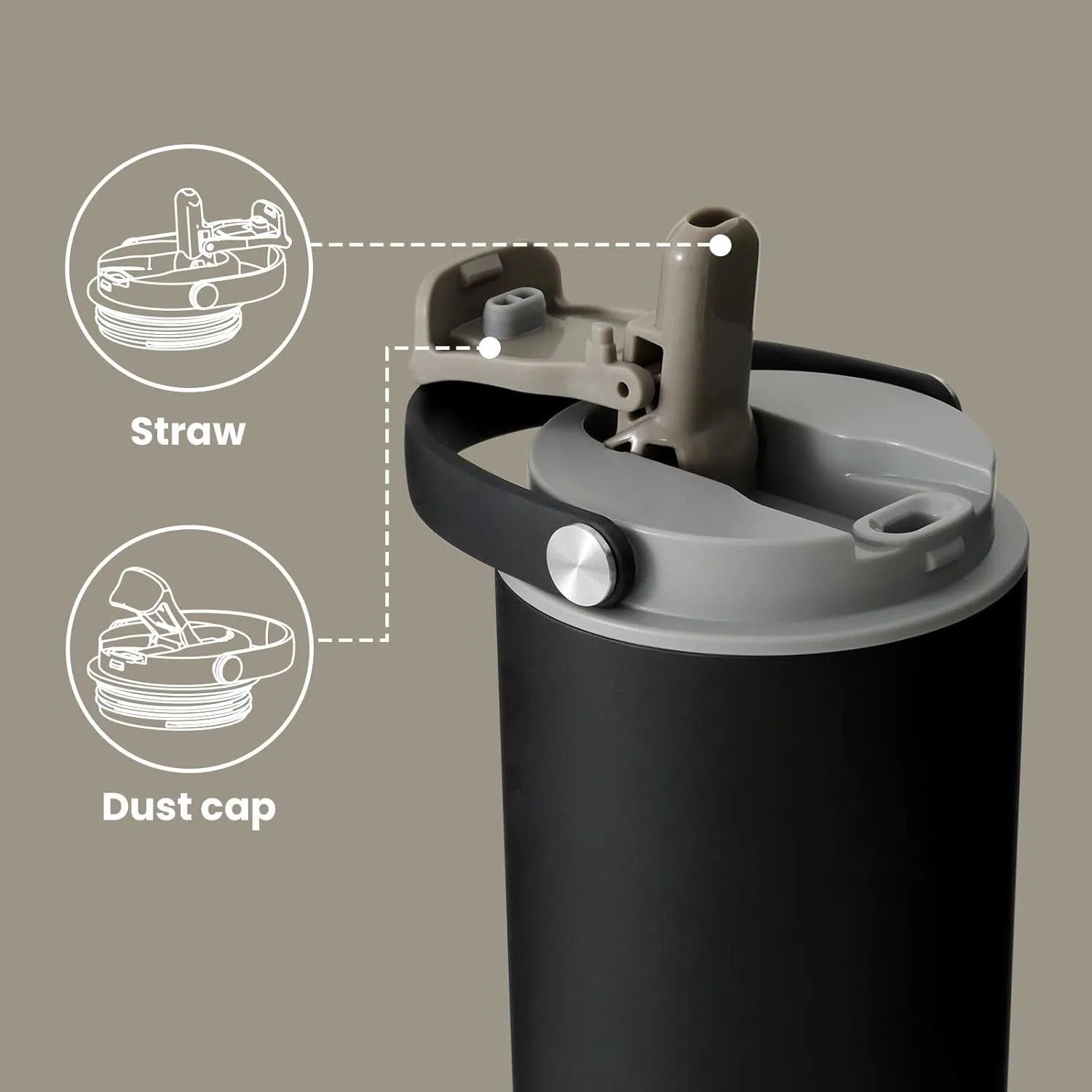 BOTTLE BOTTLE Insulated Water Bottle with Straw and Handle Stainless Steel Water Bottles for Car Sports Home Office and School 26oz Leak Proof