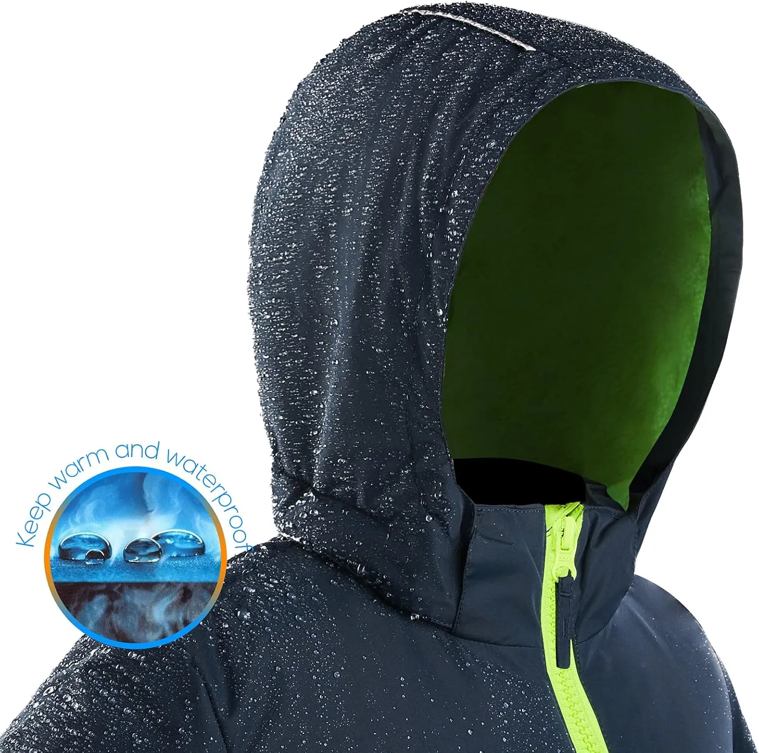 Boys Winter Coats Waterproof Breathable Snowboarding Ski Jackets Fleece Lined Hooded Rain Coat for Kids