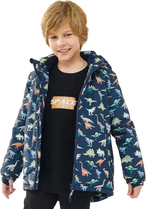 Boys Winter Coats Waterproof Breathable Snowboarding Ski Jackets Fleece Lined Hooded Rain Coat for Kids