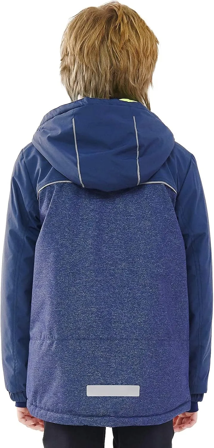 Boys Winter Coats Waterproof Breathable Snowboarding Ski Jackets Fleece Lined Hooded Rain Coat for Kids