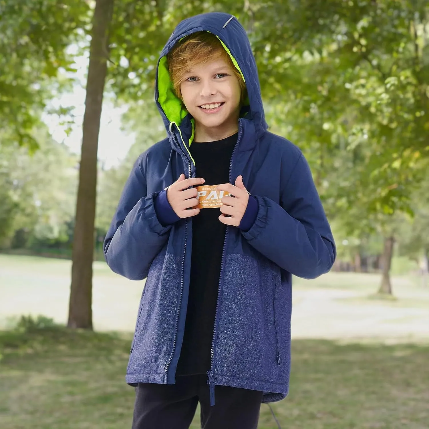 Boys Winter Coats Waterproof Breathable Snowboarding Ski Jackets Fleece Lined Hooded Rain Coat for Kids