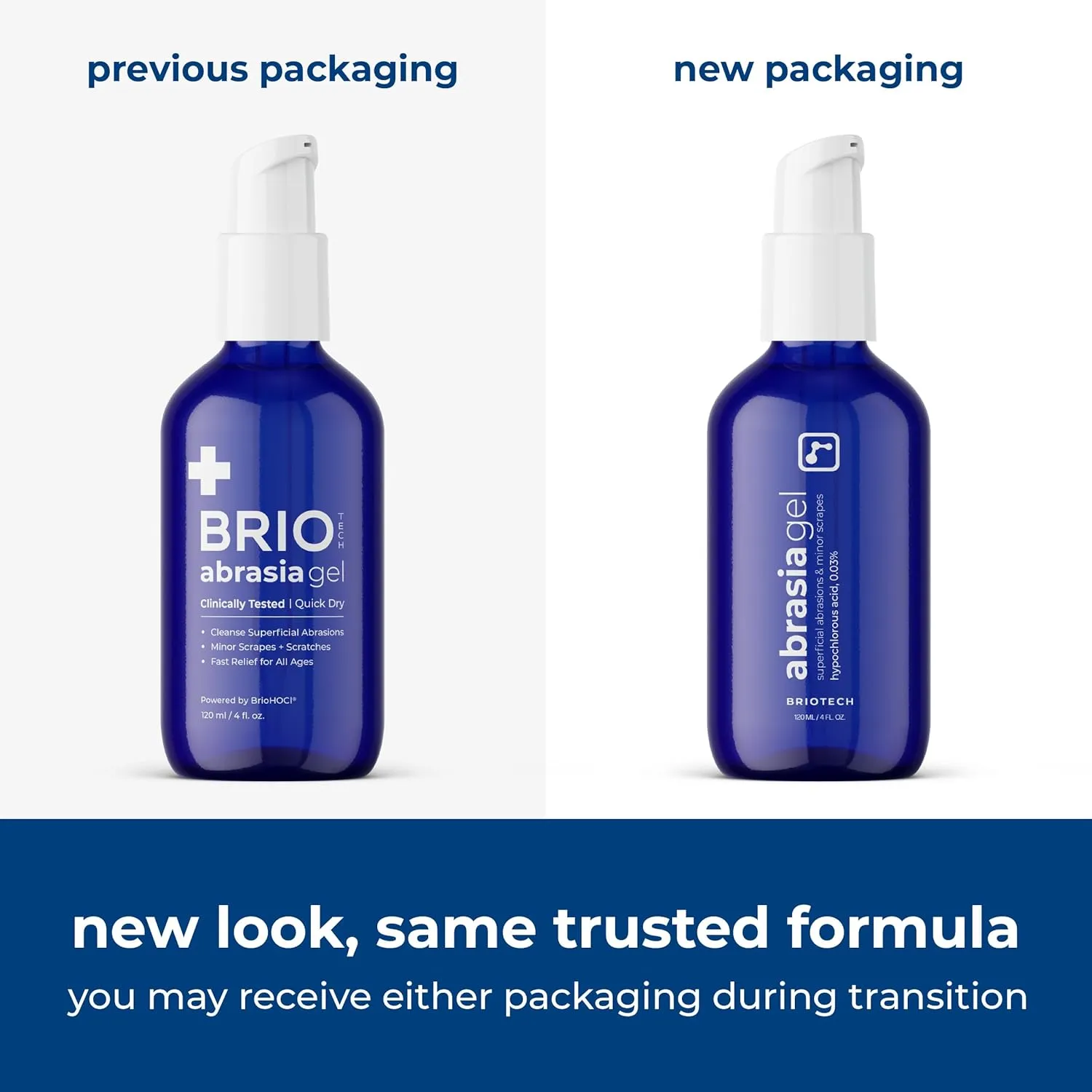 BRIOTECH Abrasia Gel, Hypochlorous Acid Cleanser for Minor Cuts & Scrapes, Vegan HOCl Hydrogel, Quick Dry Irritation Relief, Anti-Itch, Sunburn Discomfort, Antibiotic Free, 4 fl oz