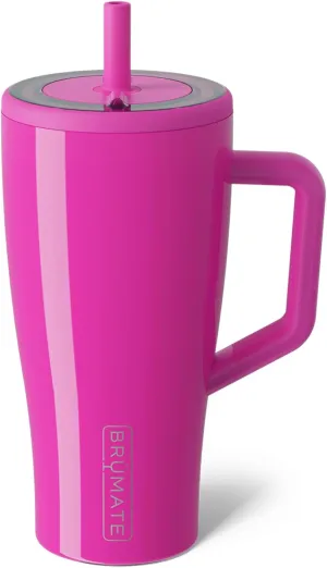 BrüMate Era 30 oz Tumbler with Handle and Straw | 100% Leakproof Insulated Tumbler with Lid and Straw | Made of Stainless Steel | Cup Holder Friendly Base | 30oz (Vivid Magenta)