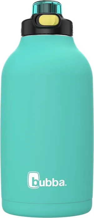 Bubba Radiant Stainless Steel Simple-Lid Rubberized Water Bottle, Island Teal, 64oz.