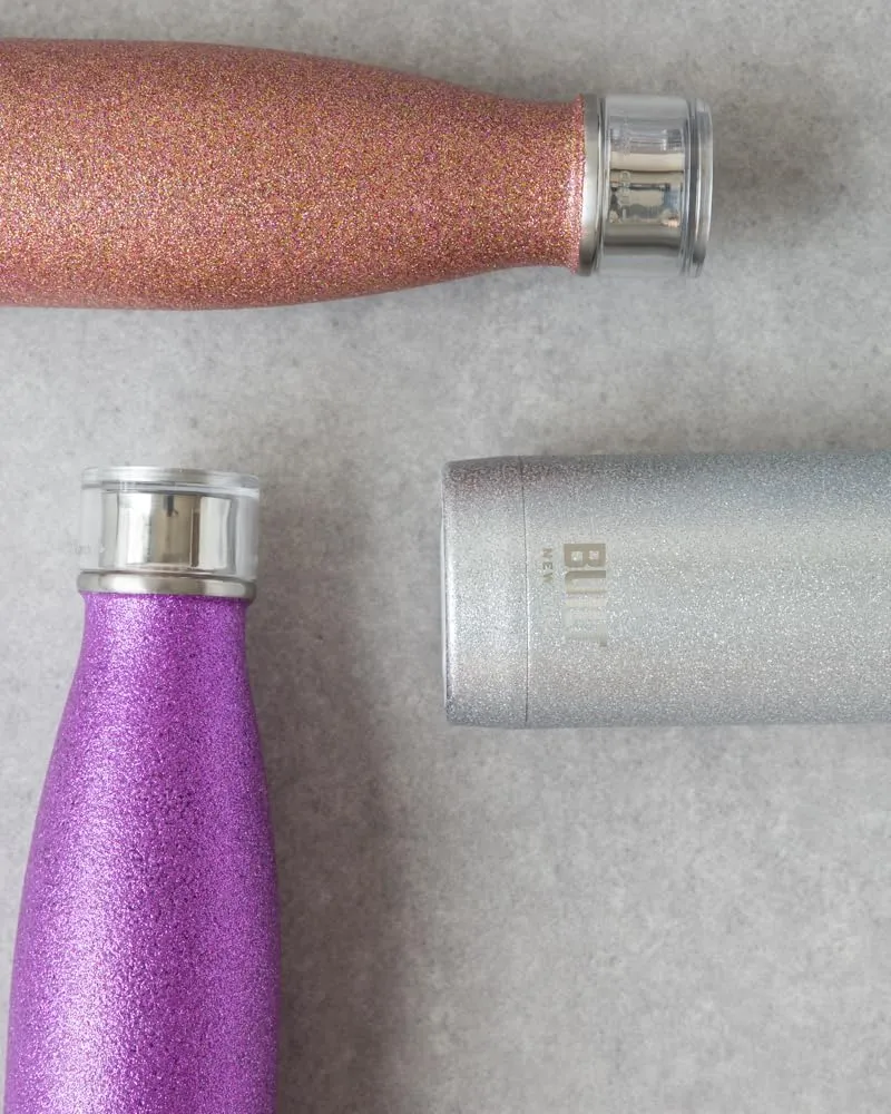Built Perfect Seal Leakproof Insulated Water Bottle/Thermal Flask, Stainless Steel, 480 ml, Purple Glitter