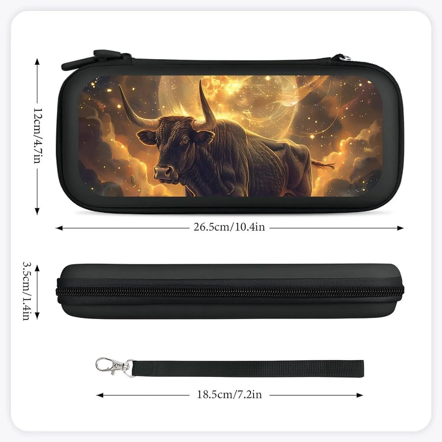 Bulls and Moon in The Desert Hard Shell Travel Case with Rope 15 Game Card Pockets Compatible with Switch Protective