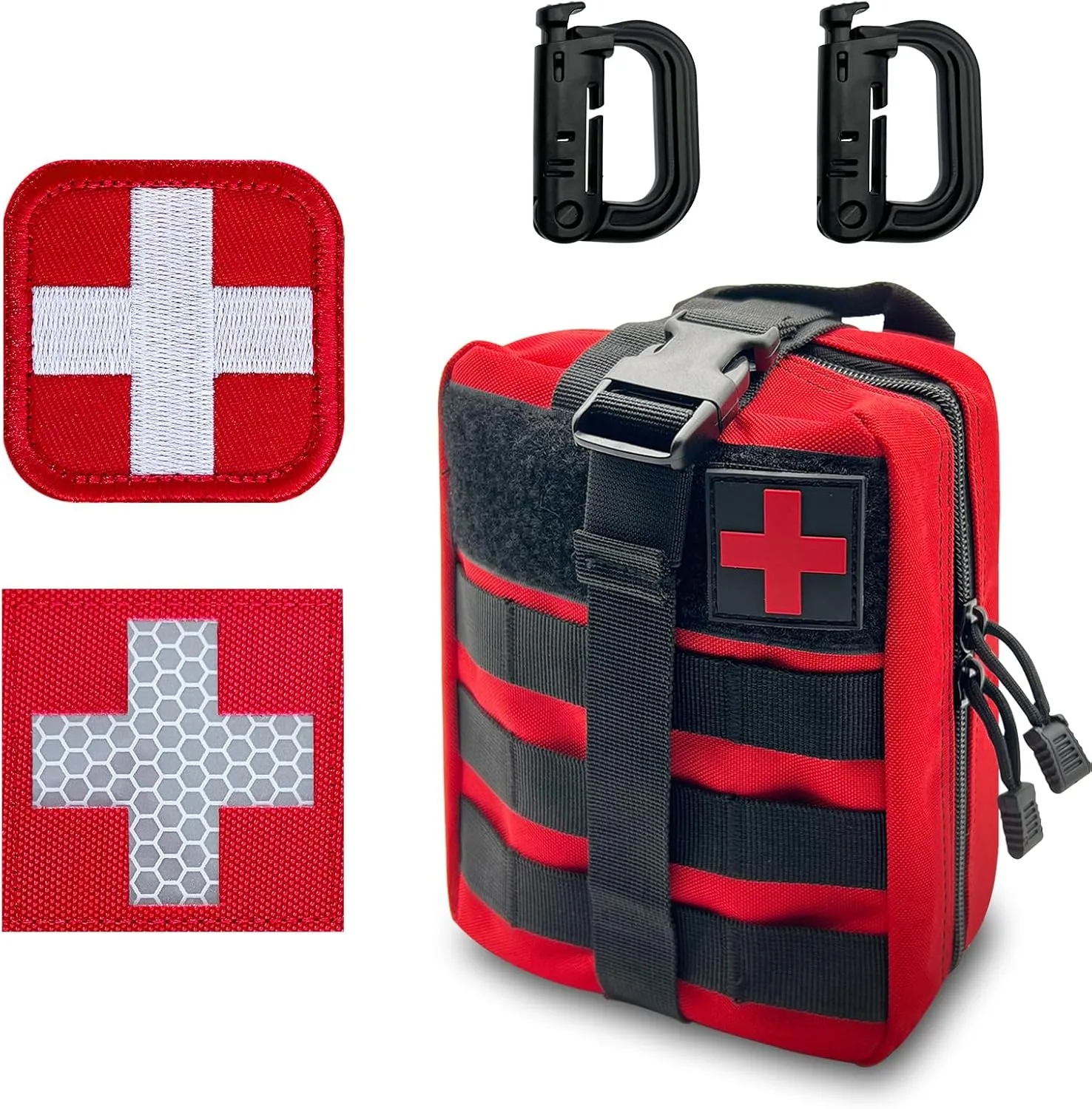 Bundle Sale! Save 10% on First Aid Pouch (Red)   2 Packs Medic Cross Patch (Embroidered Reflective)