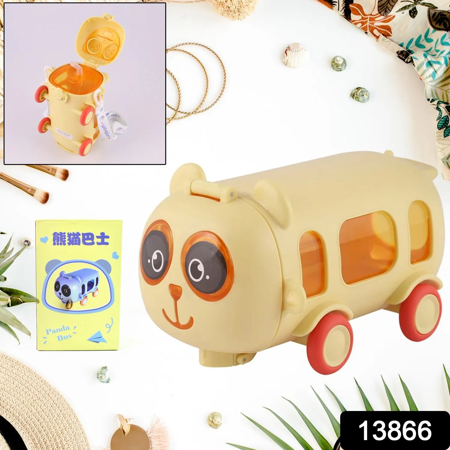 Bus Shape Water Bottle for Kids with Strap (500 ML Approx / Mix Color / 1 Pc)