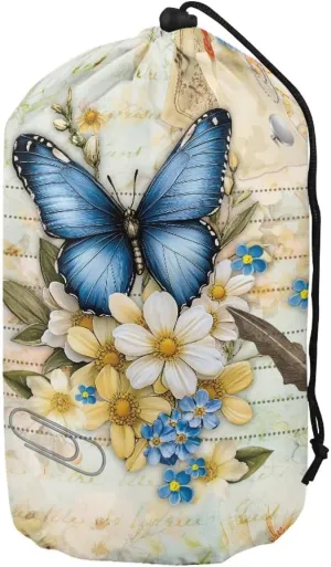 Butterfly Pattern Camping Storage Anti Tear Stuff Bag Waterproof Stuff Sack Set of 3 Sleeping Bag Ditty Sacks Drawstring Storage Bag for Travelling Hiking
