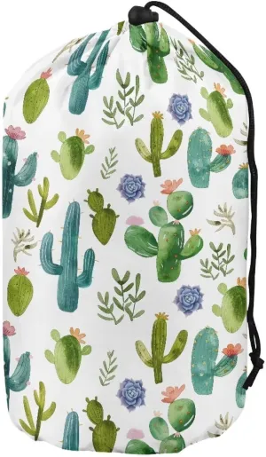 Cactus Pattern Stuff Sack Water Resistant Camping Storage Lightweight Stuff Sacks Sleeping Bag Ditty Sacks Drawstring Storage Bag for Travelling Hiking Set of 3