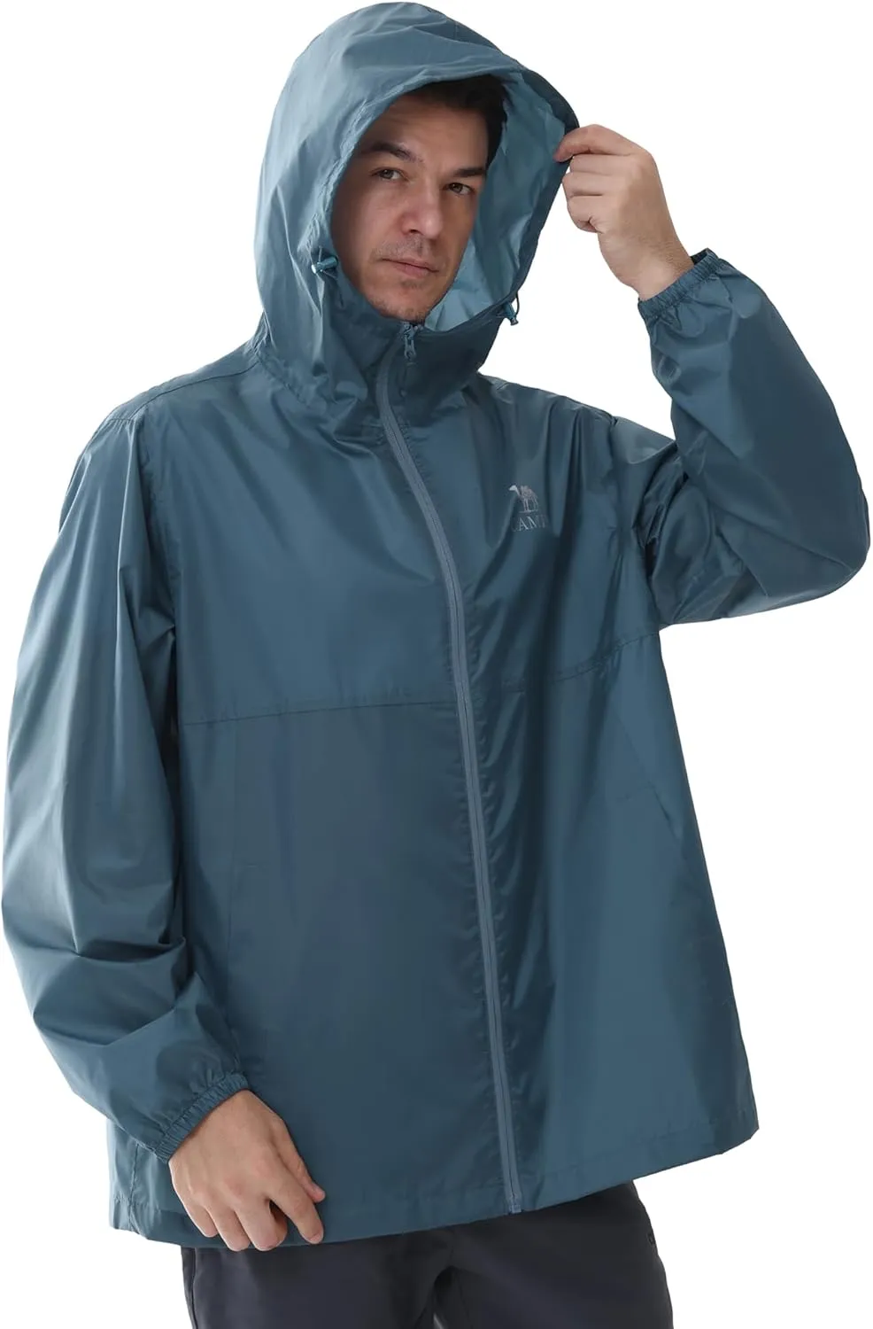 CAMEL CROWN Men's Rain Jacket Waterproof Lightweight Windproof Raincoat with Hood for Cycling Hiking Running Golf