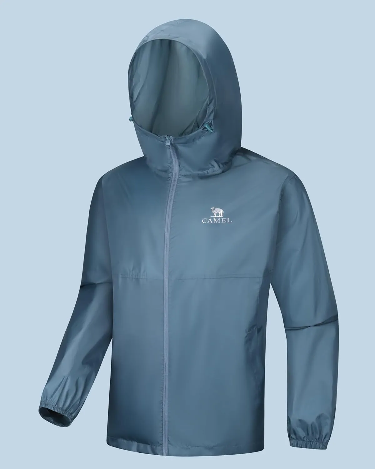 CAMEL CROWN Men's Rain Jacket Waterproof Lightweight Windproof Raincoat with Hood for Cycling Hiking Running Golf