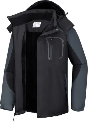 CAMEL CROWN Men's Ski Snow Jacket Waterproof Winter Snow Coat Windproof Warm Fleece Lining Hooded Parka Rain Jacket