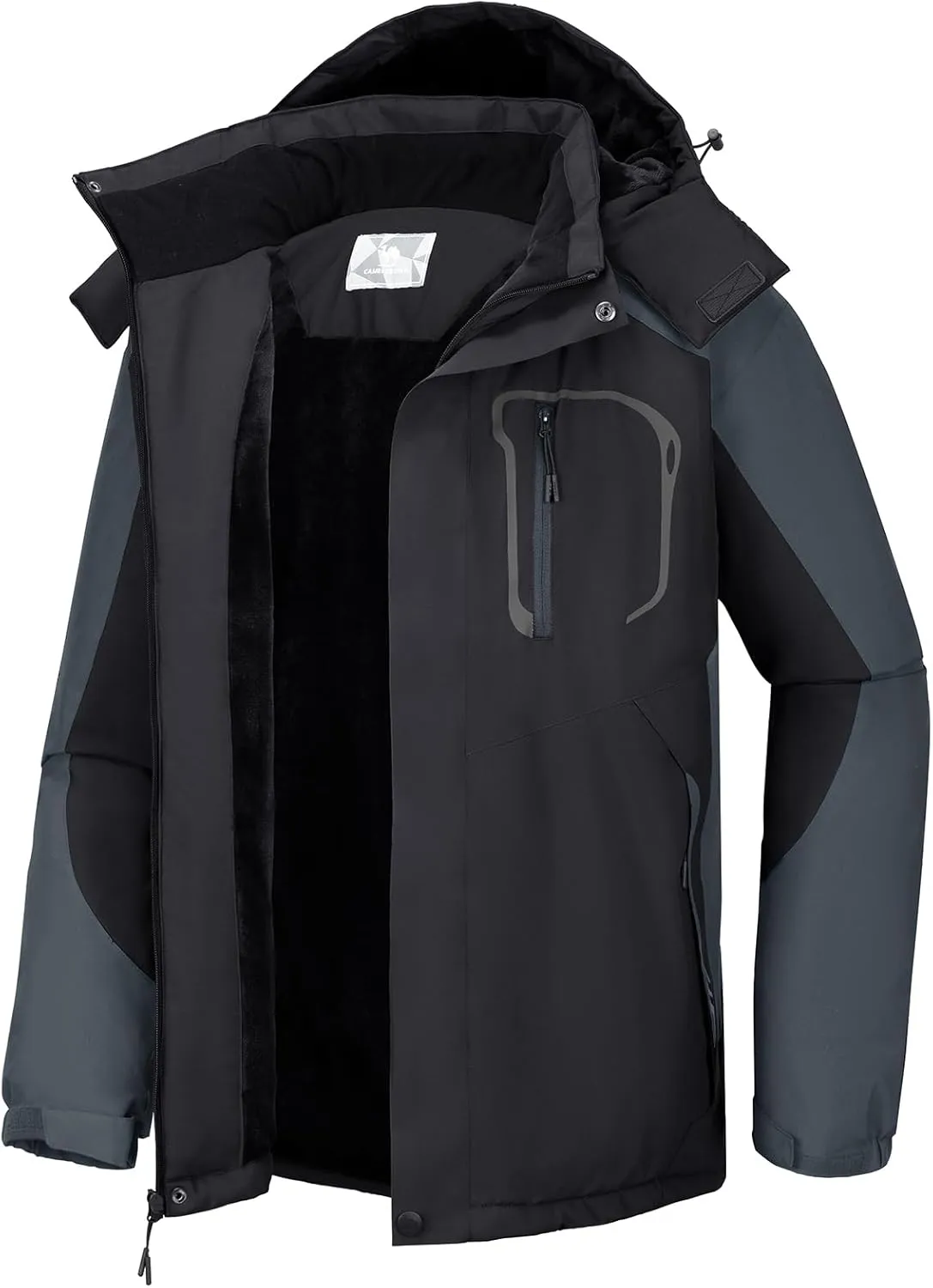 CAMEL CROWN Men's Ski Snow Jacket Waterproof Winter Snow Coat Windproof Warm Fleece Lining Hooded Parka Rain Jacket