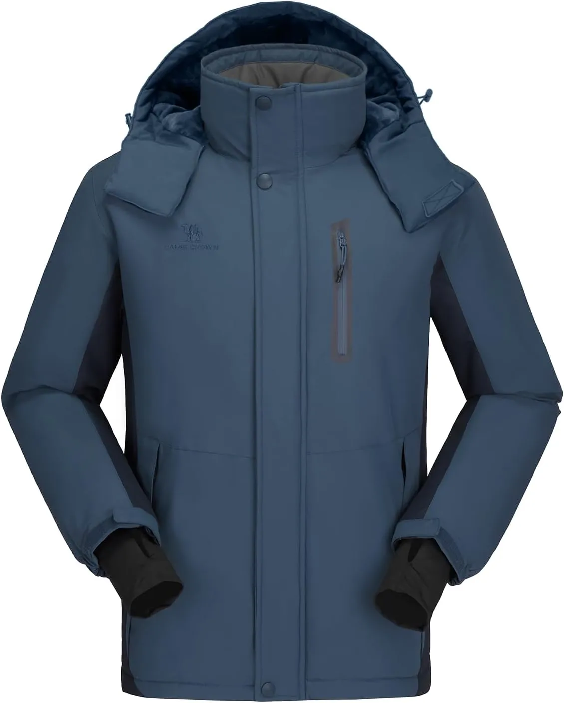 CAMEL CROWN Men's Ski Snow Jacket Waterproof Winter Snow Coat Windproof Warm Fleece Lining Hooded Parka Rain Jacket