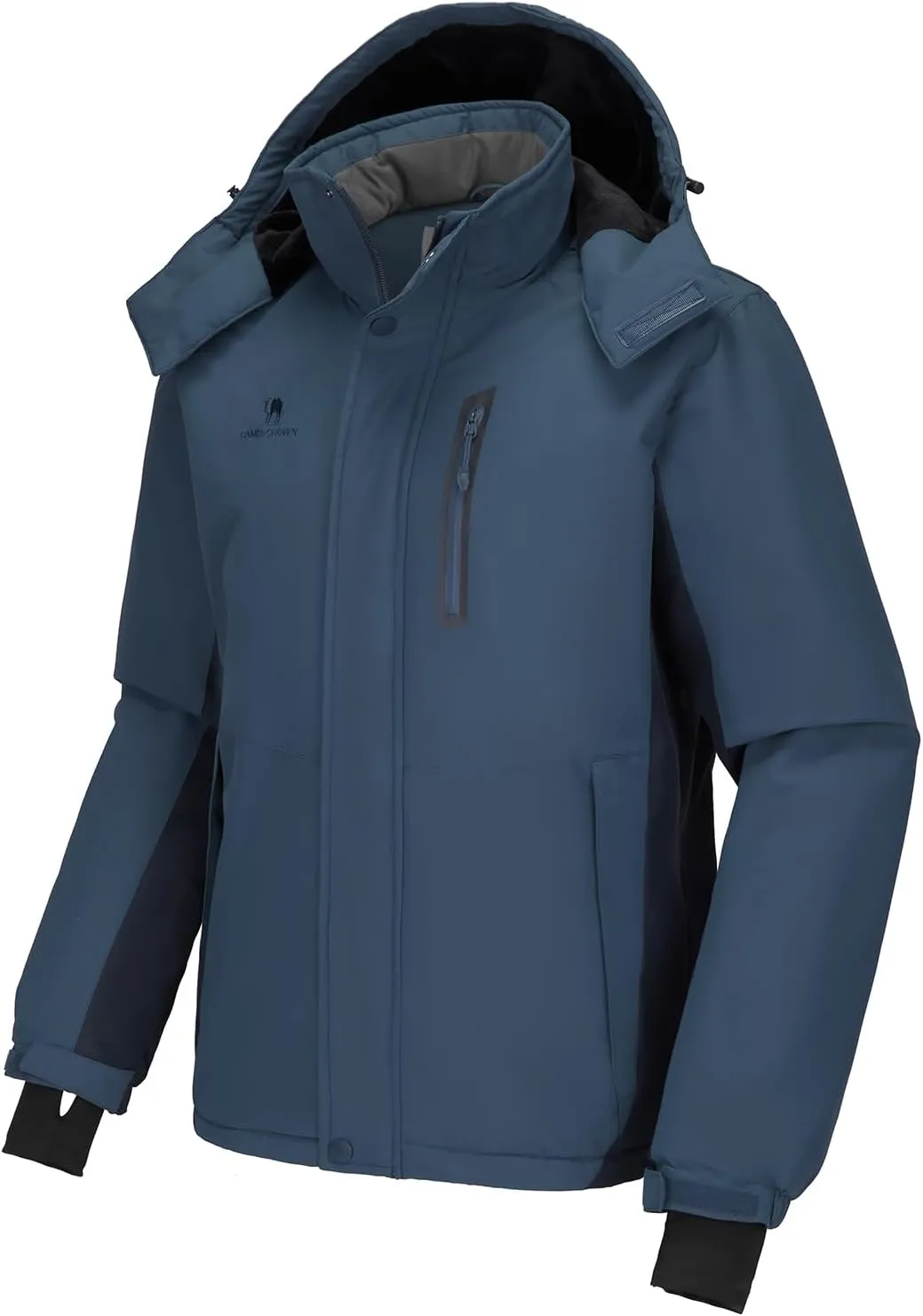 CAMEL CROWN Men's Ski Snow Jacket Waterproof Winter Snow Coat Windproof Warm Fleece Lining Hooded Parka Rain Jacket