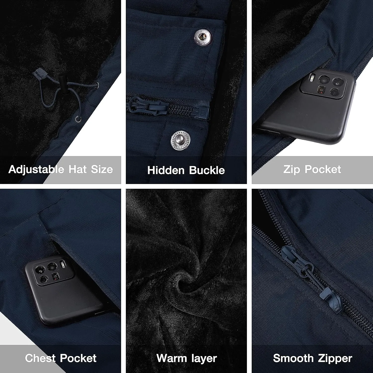 CAMEL CROWN Women's Ski Jacket Waterproof Warm Winter Snow Coat Hooded Mountain Outdoor Windbreaker Windproof Jacket