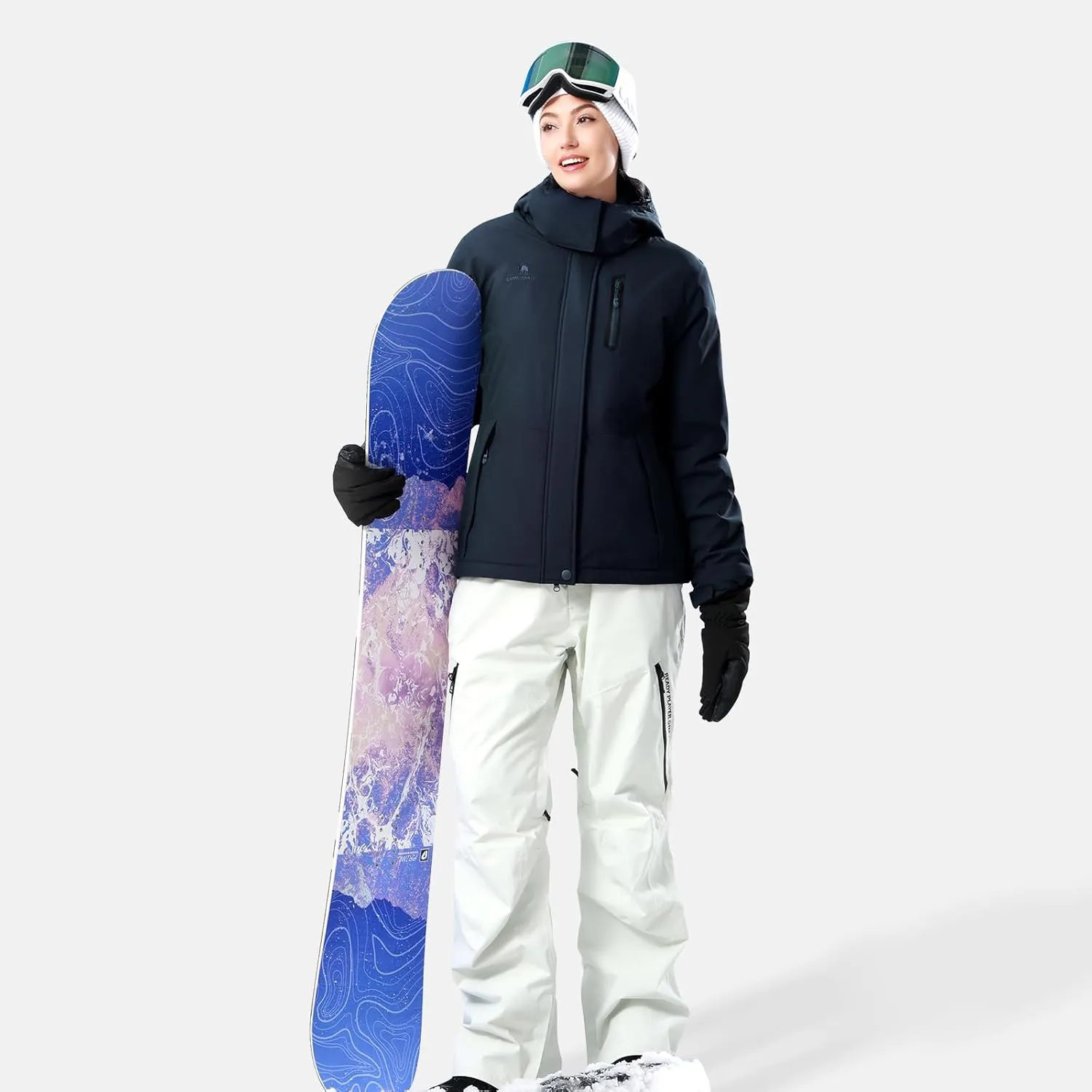 CAMEL CROWN Women's Ski Jacket Waterproof Warm Winter Snow Coat Hooded Mountain Outdoor Windbreaker Windproof Jacket