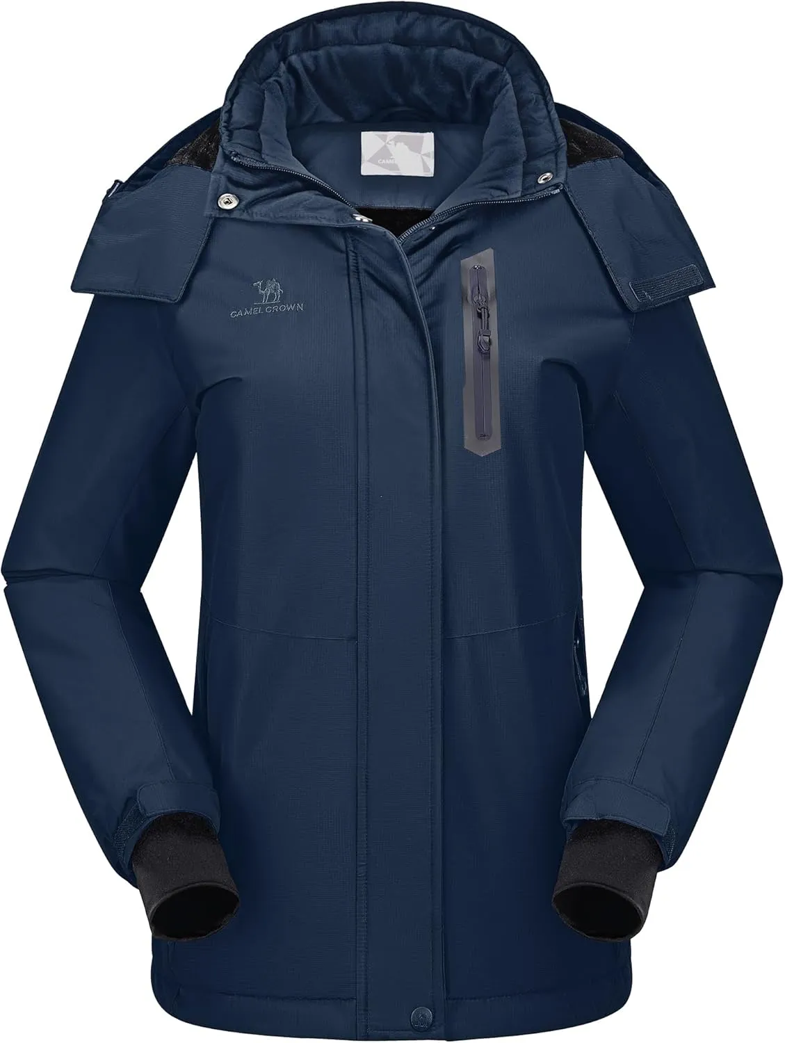CAMEL CROWN Women's Ski Jacket Waterproof Warm Winter Snow Coat Hooded Mountain Outdoor Windbreaker Windproof Jacket