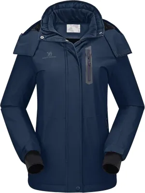 CAMEL CROWN Women's Ski Jacket Waterproof Warm Winter Snow Coat Hooded Mountain Outdoor Windbreaker Windproof Jacket