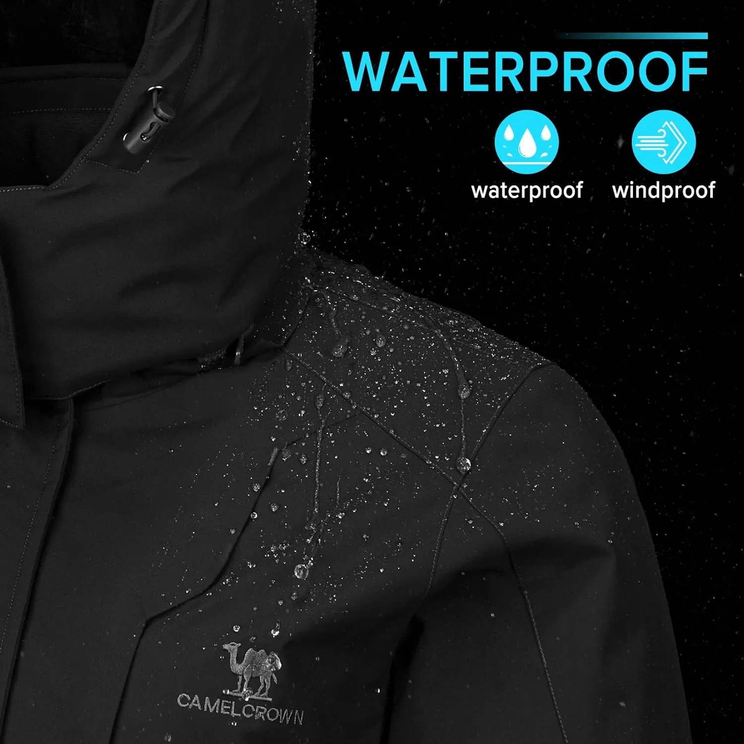 CAMEL CROWN Womens Winter Coat Waterproof Ski Jacket with Fleece Lining Windproof for Snow Rain Outdoor Hiking Mountain