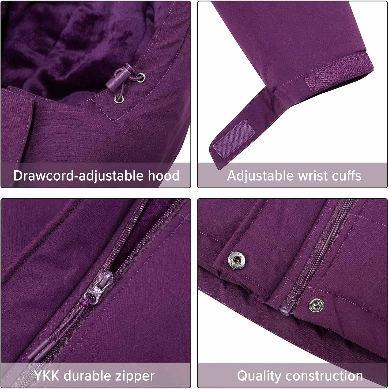 CAMEL CROWN Womens Winter Coat Waterproof Ski Jacket with Fleece Lining Windproof for Snow Rain Outdoor Hiking Mountain