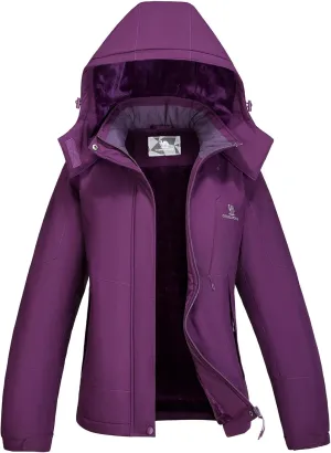 CAMEL CROWN Womens Winter Coat Waterproof Ski Jacket with Fleece Lining Windproof for Snow Rain Outdoor Hiking Mountain