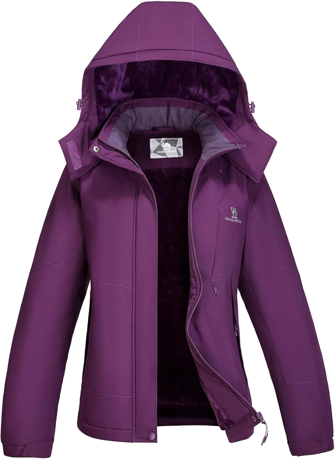 CAMEL CROWN Womens Winter Coat Waterproof Ski Jacket with Fleece Lining Windproof for Snow Rain Outdoor Hiking Mountain