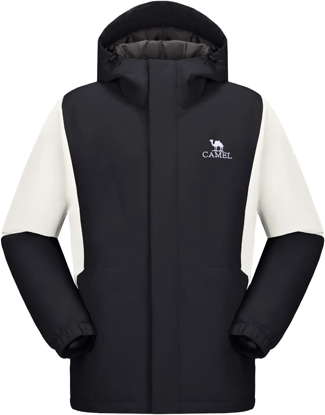CAMEL Men's Ski Jacket Winter Coat Waterproof Snowboard Jacket Warm Hooded Parka Windproof Rain Outerwear
