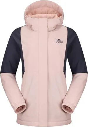 CAMEL Women's Ski Jacket Waterproof Winter Coat Warm Hooded Snowboard Jacket Windproof Mountain Rain Windbreaker