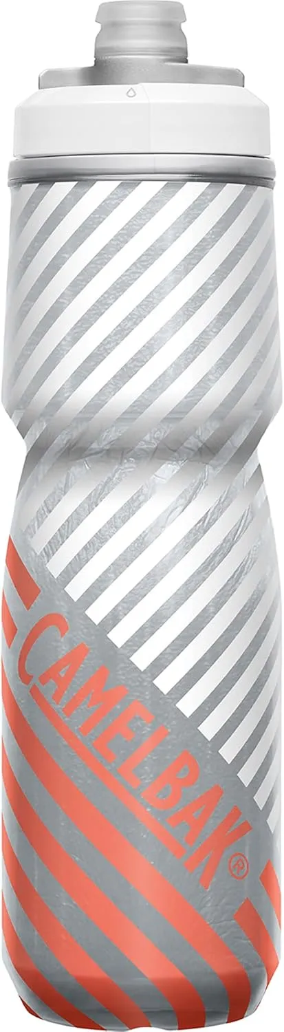 CamelBak Podium Chill Insulated Bike Water Bottle - Easy Squeeze Bottle - Fits Most Bike Cages - 24oz, Coral Stripe