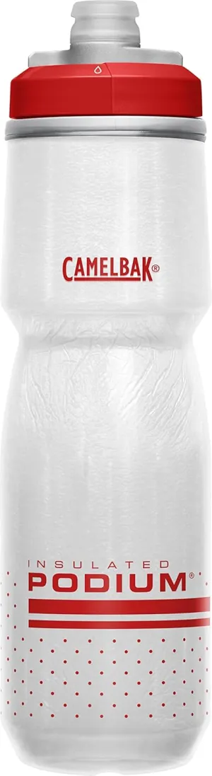 CamelBak Podium Chill Insulated Bike Water Bottle - Easy Squeeze Bottle - Fits Most Bike Cages - 24oz, Fiery Red/White