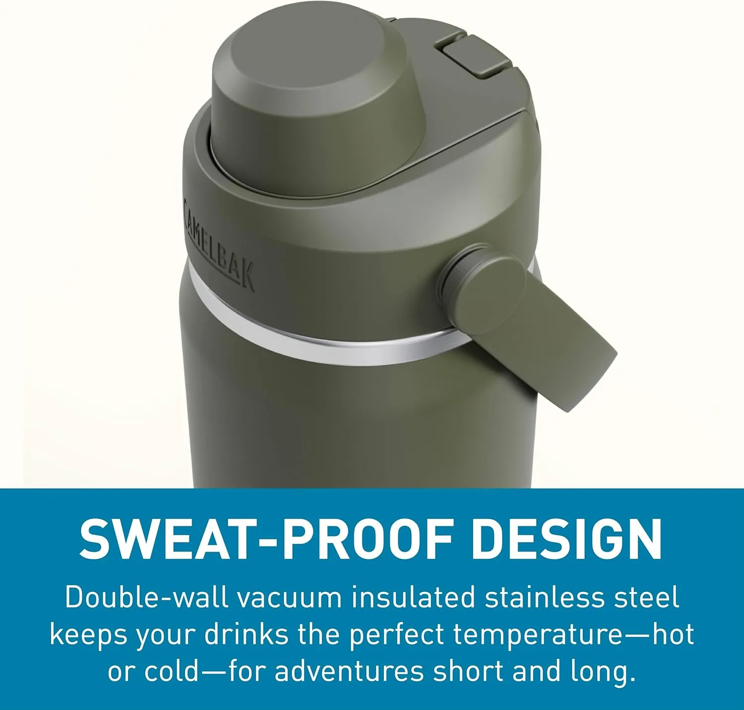 CamelBak Thrive Chug Water Bottle 20oz - Insulated Stainless Steel, Moss