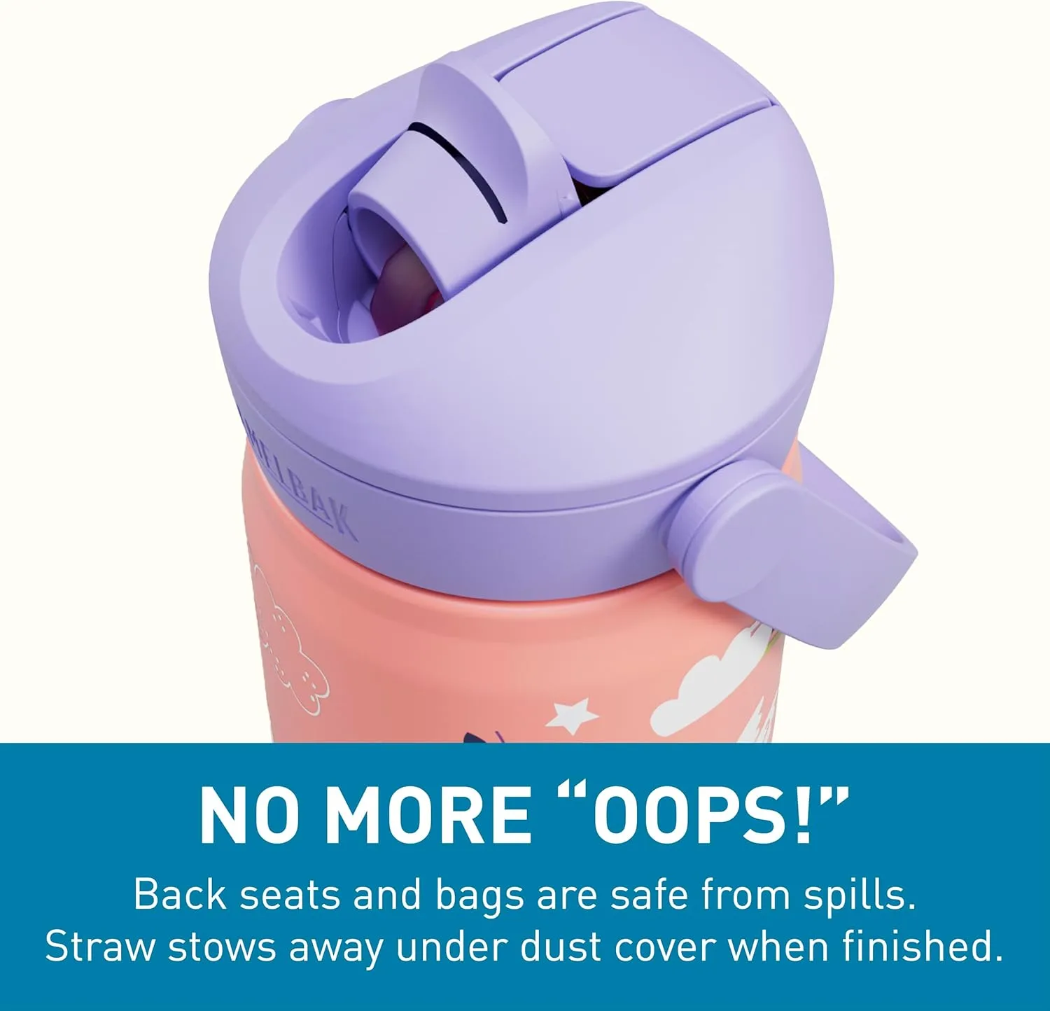 CamelBak Thrive Flip Straw Kids Bite Valve Insulated Stainless Steel Water Bottle Magic Unicorns, 12oz