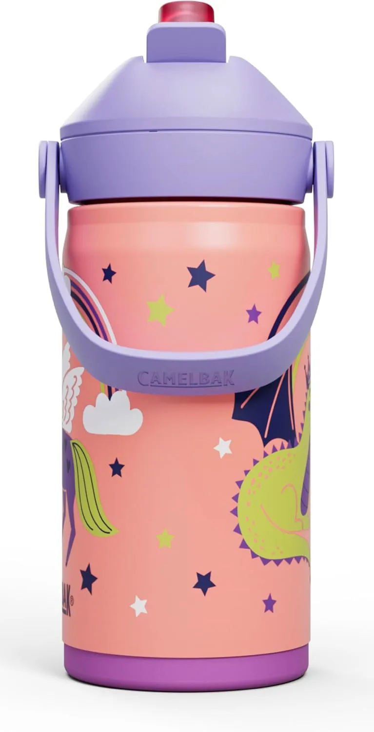 CamelBak Thrive Flip Straw Kids Bite Valve Insulated Stainless Steel Water Bottle Magic Unicorns, 12oz