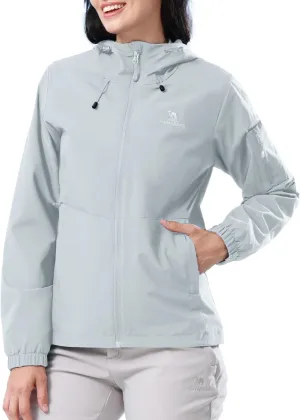 CAMELSPORTS Women's Rain Jacket Lightweight Windbreaker Hooded Raincoat Windproof Coat Shell for Outdoor Hiking
