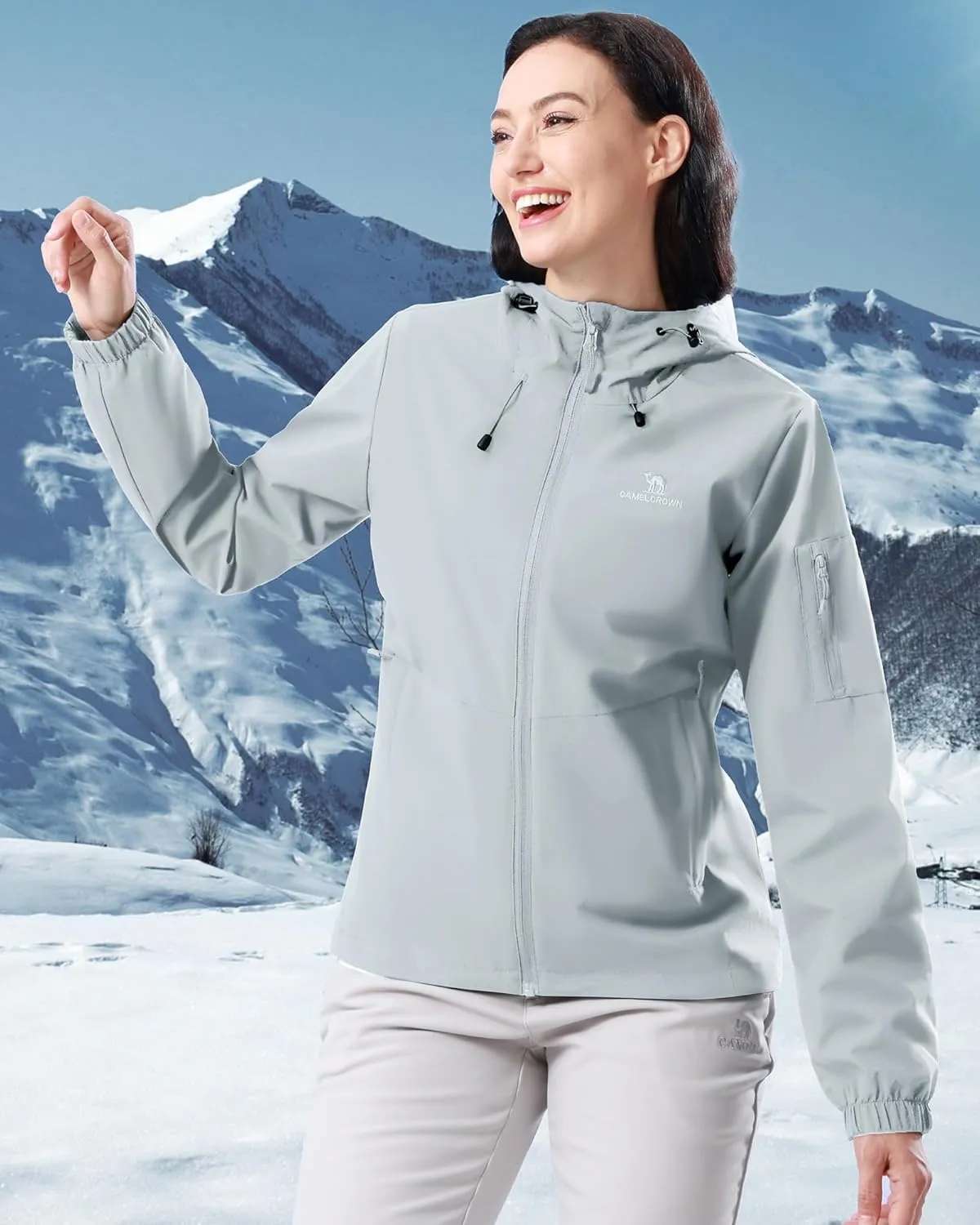 CAMELSPORTS Women's Rain Jacket Lightweight Windbreaker Hooded Raincoat Windproof Coat Shell for Outdoor Hiking
